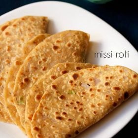 Punjabi missi roti served in a white plate